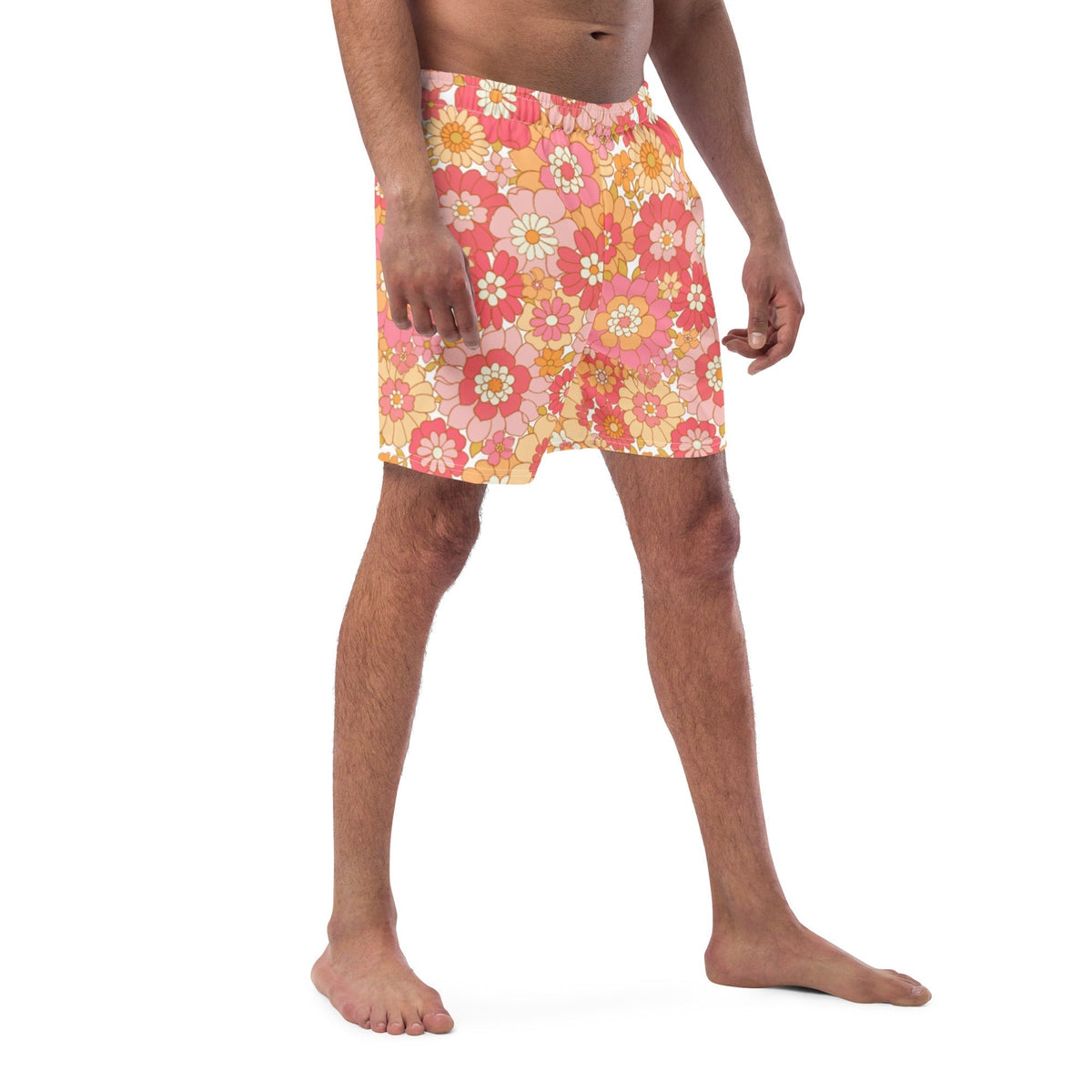 ECO MEN'S SWIM SHORTS | RETRO BLOOMS - PINKCOLADA