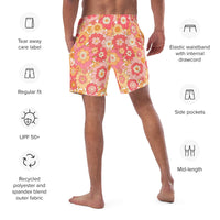 ECO MEN'S SWIM SHORTS | RETRO BLOOMS - PINKCOLADA