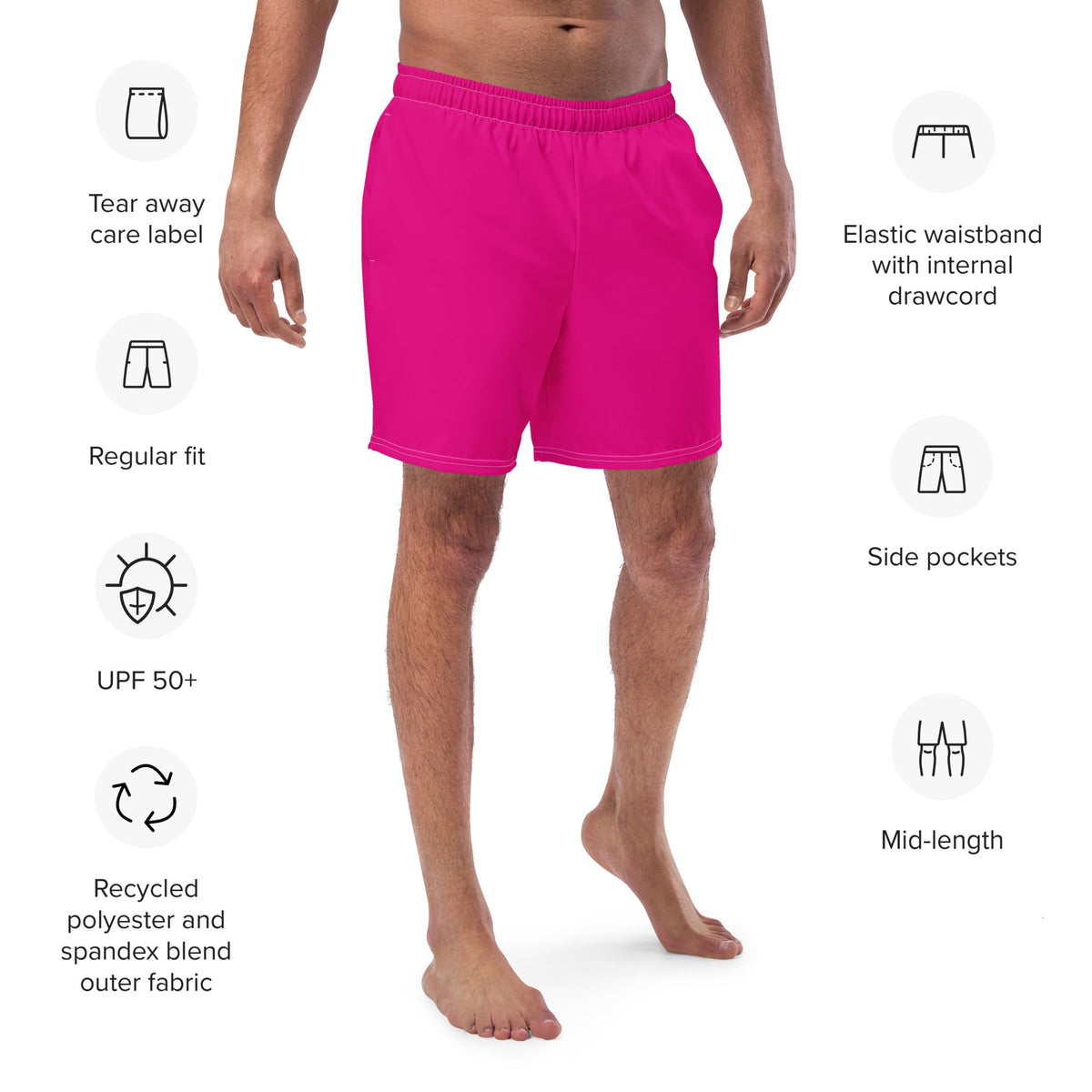 ECO MEN'S SWIM SHORTS | RUBY PINK - PINKCOLADA