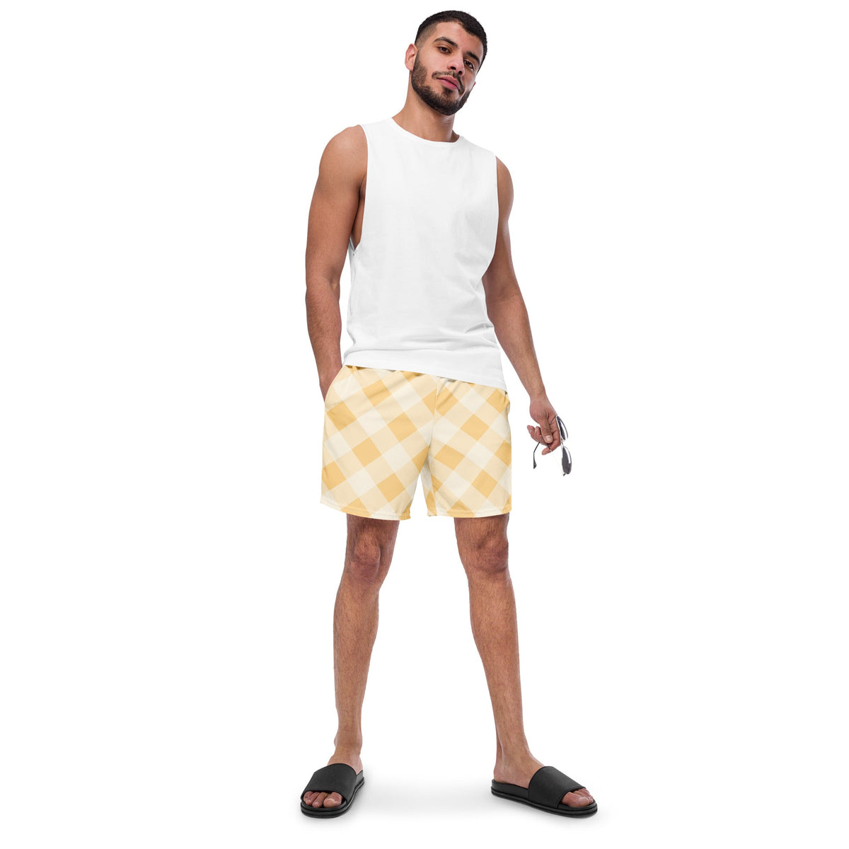 ECO MEN'S SWIM SHORTS | SUNRISE GINGHAM - PINKCOLADA