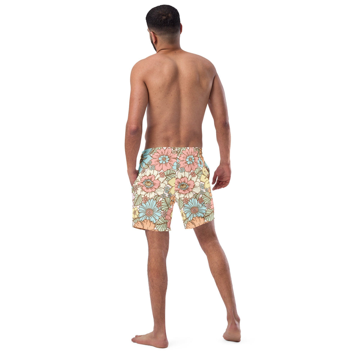 ECO MEN'S SWIM SHORTS | SUNSET GARDEN - PINKCOLADA