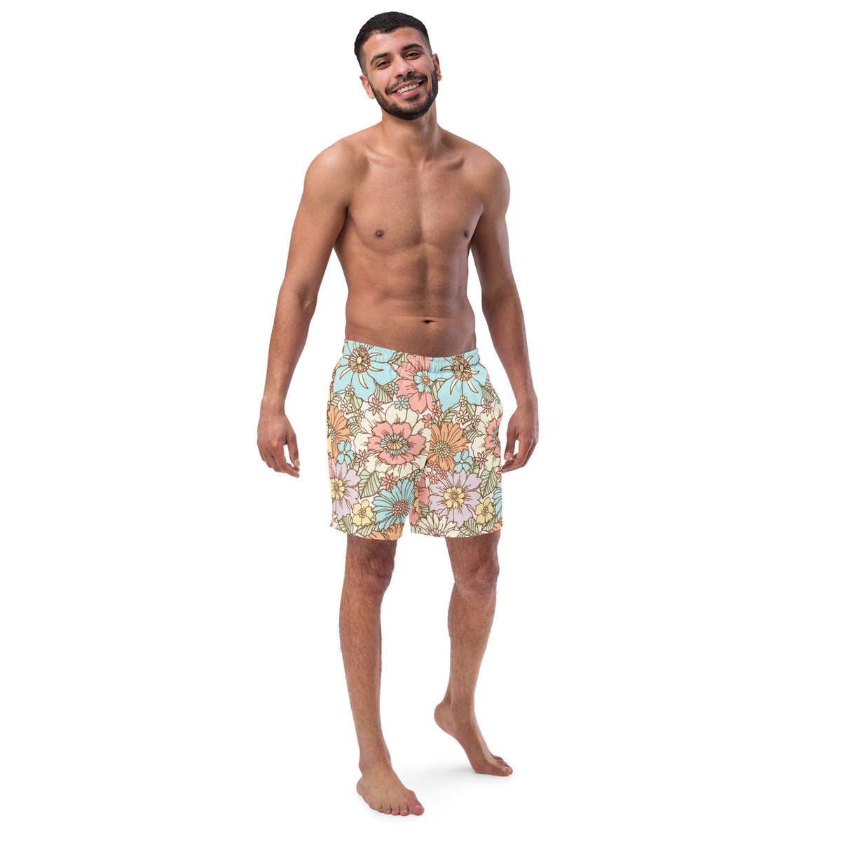 ECO MEN'S SWIM SHORTS | SUNSET GARDEN - PINKCOLADA