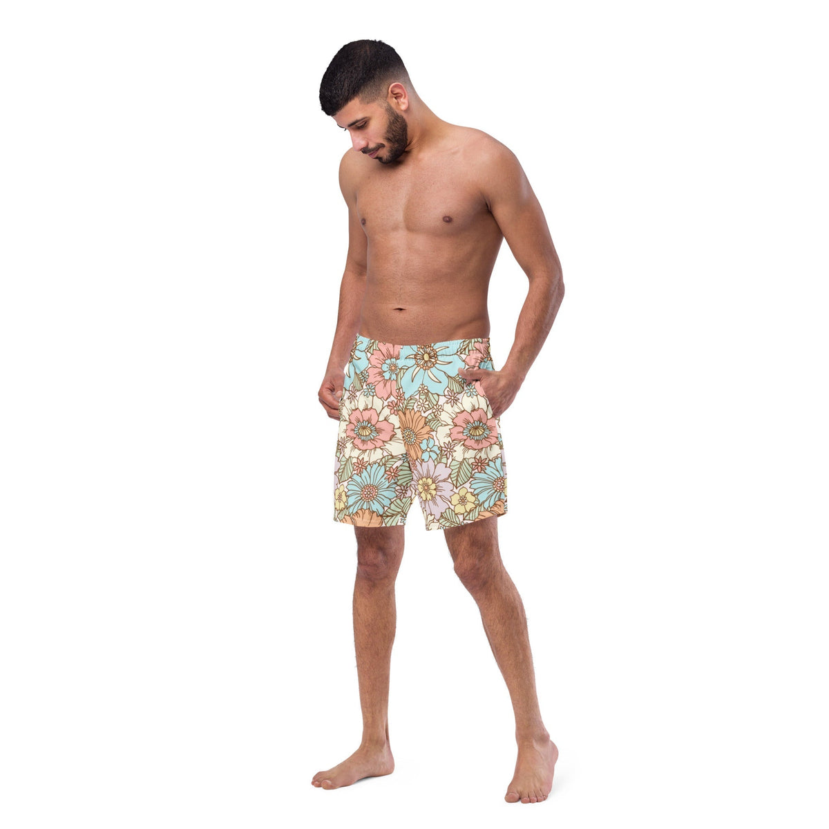 ECO MEN'S SWIM SHORTS | SUNSET GARDEN - PINKCOLADA