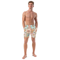 ECO MEN'S SWIM SHORTS | SUNSET GARDEN - PINKCOLADA