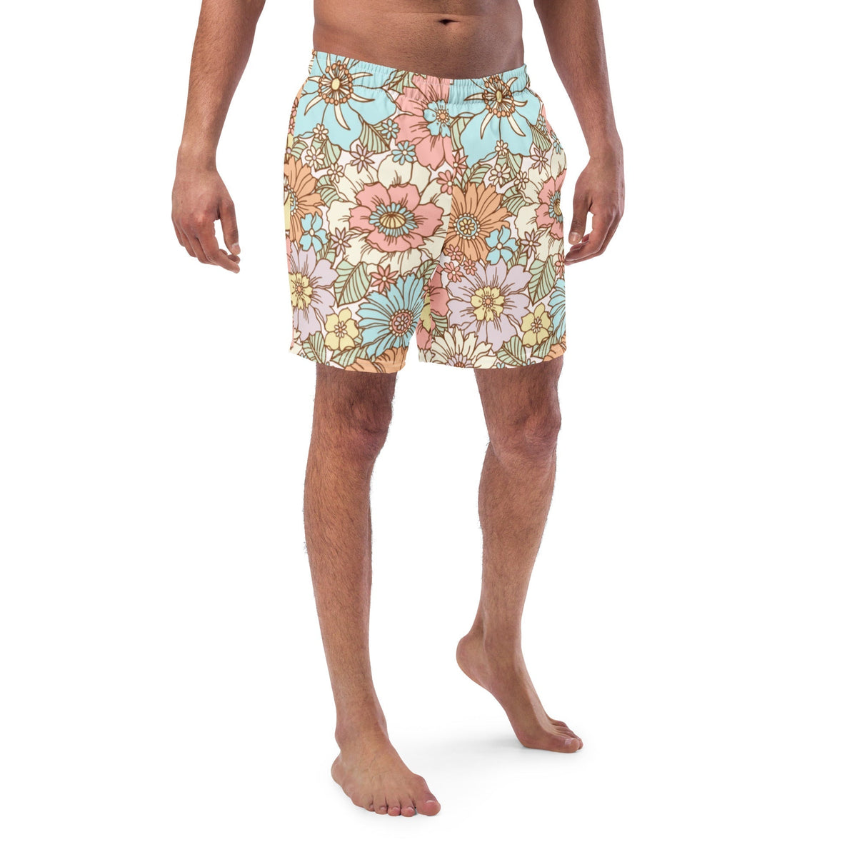 ECO MEN'S SWIM SHORTS | SUNSET GARDEN - PINKCOLADA