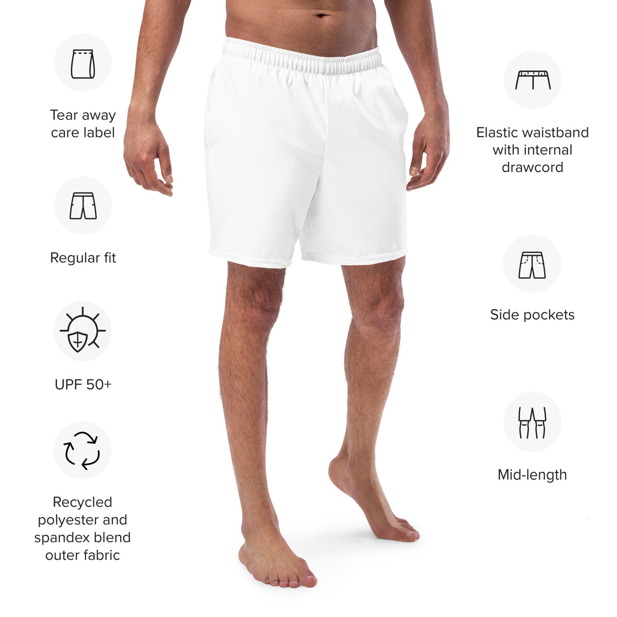 ECO MEN'S SWIM SHORTS | WHITE - PINKCOLADA