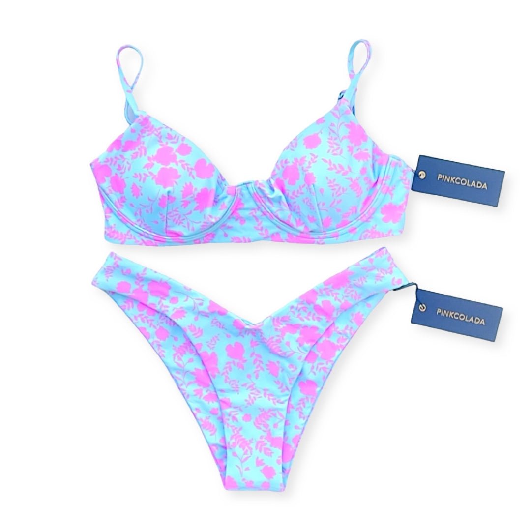 MALDIVES BIKINI BOTTOMS IN OHRID BLOOM - PINKCOLADA