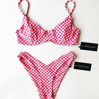 MALDIVES BIKINI BOTTOMS IN RED GINGHAM - PINKCOLADA