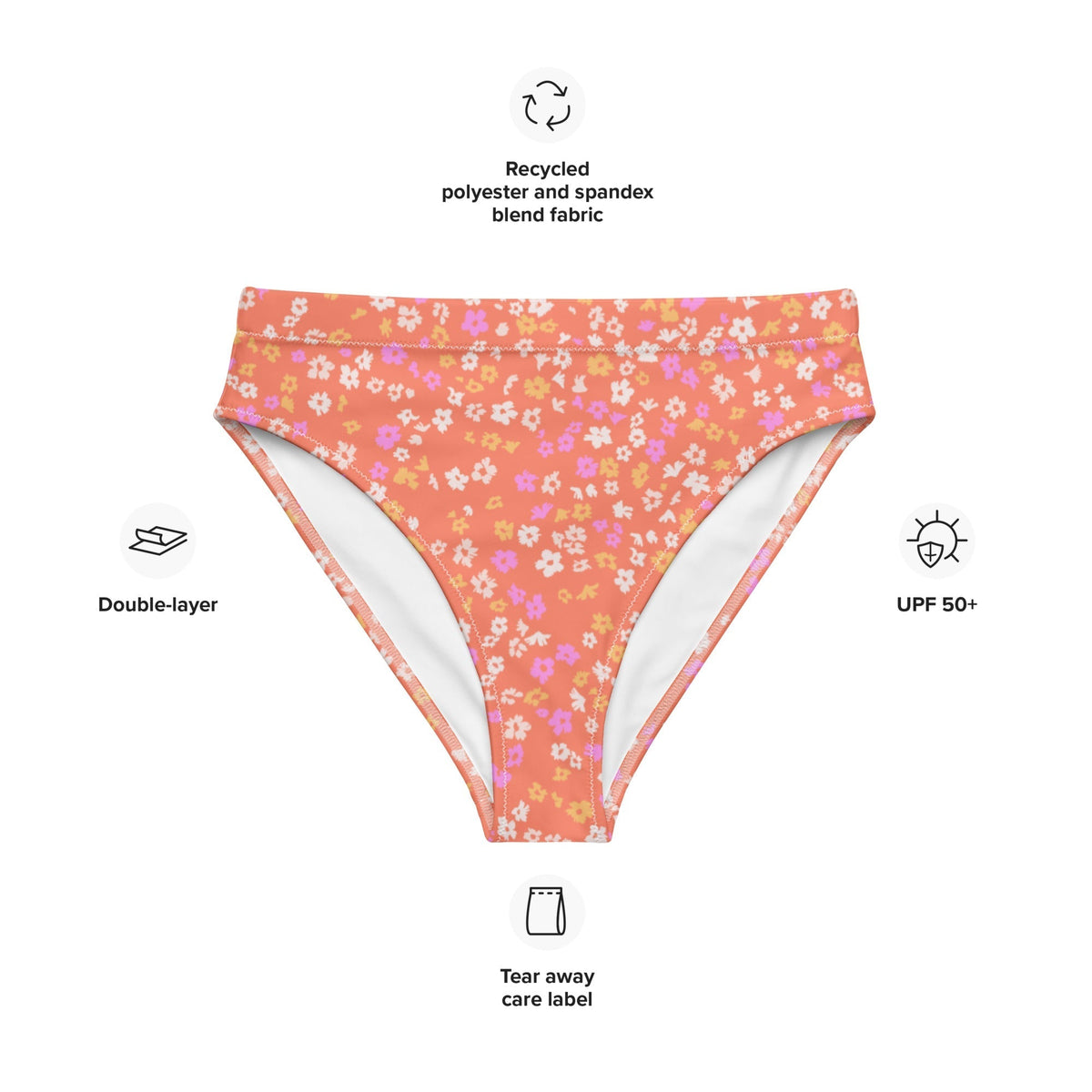 MIAMI ECO HIGH WAISTED BIKINI BOTTOM | ORANGE COLADA ECO - PINKCOLADA