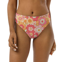 MIAMI ECO HIGH WAISTED BIKINI BOTTOM | RETRO BLOOMS - PINKCOLADA