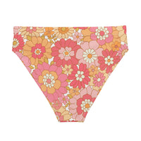 MIAMI ECO HIGH WAISTED BIKINI BOTTOM | RETRO BLOOMS - PINKCOLADA