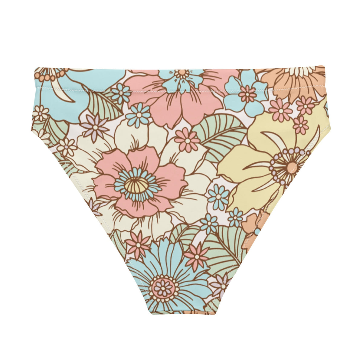 MIAMI ECO HIGH WAISTED BIKINI BOTTOM | SUNSET GARDEN - PINKCOLADA