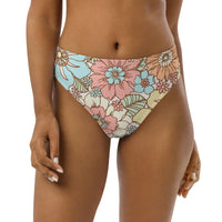 MIAMI ECO HIGH WAISTED BIKINI BOTTOM | SUNSET GARDEN - PINKCOLADA