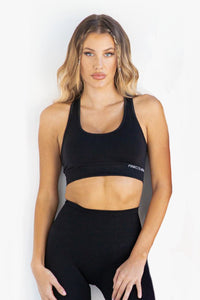 PINKFLEX SEAMLESS CROP TOP - LIQUORICE BLACK - PINKCOLADA