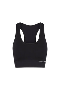 PINKFLEX SEAMLESS CROP TOP - LIQUORICE BLACK - PINKCOLADA