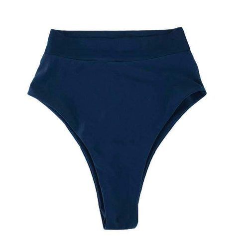 SEYCHELLES HIGH WAISTED BIKINI BOTTOMS IN MIDNIGHT TEAL - PINKCOLADA