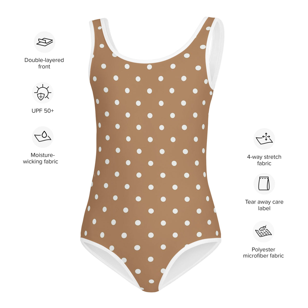 SOFIA KIDS SWIMSUIT | BROWN POLKA DOTS - PINKCOLADA