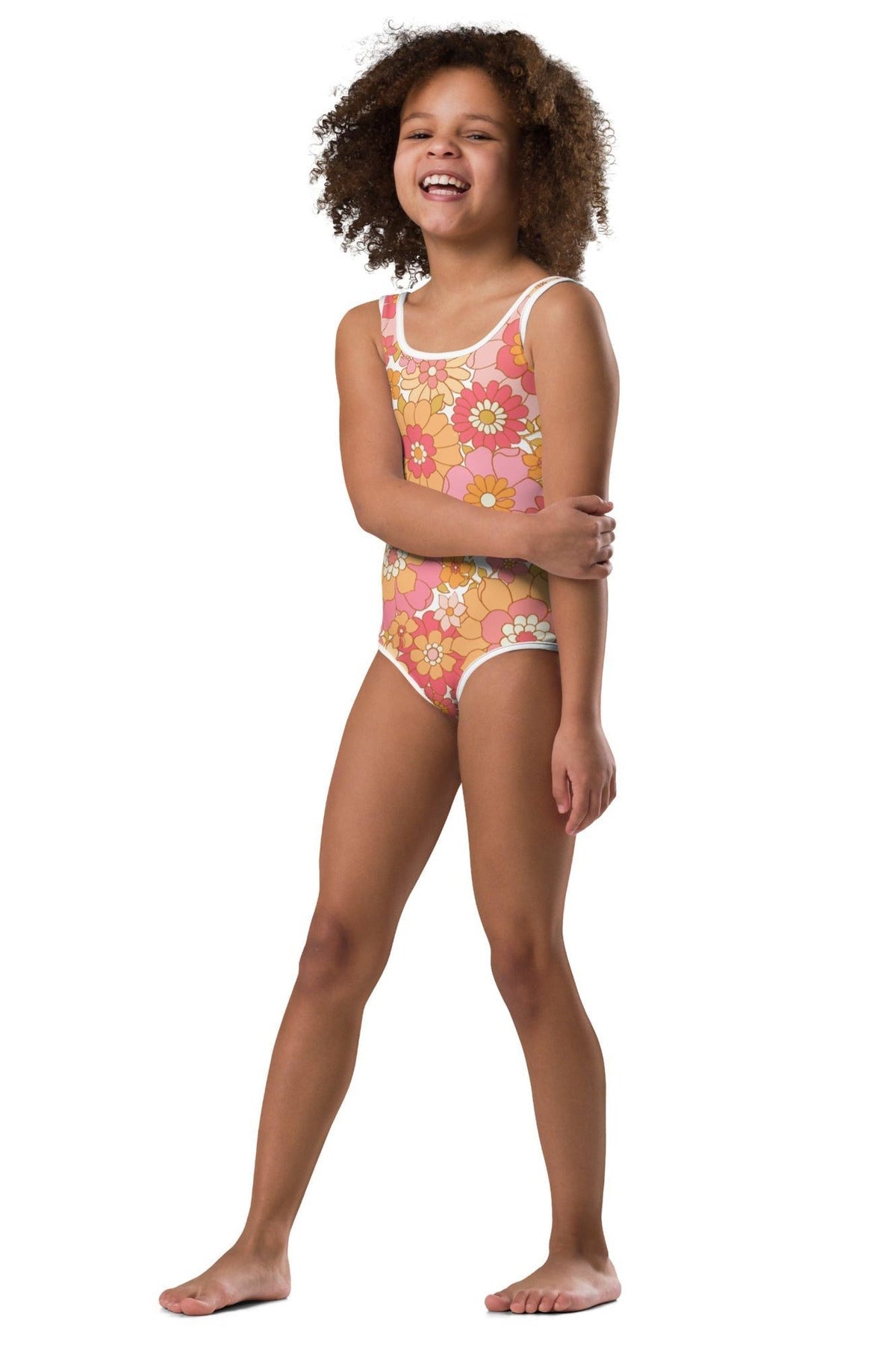 SOFIA KIDS SWIMSUIT | RETRO BLOOMS - PINKCOLADA