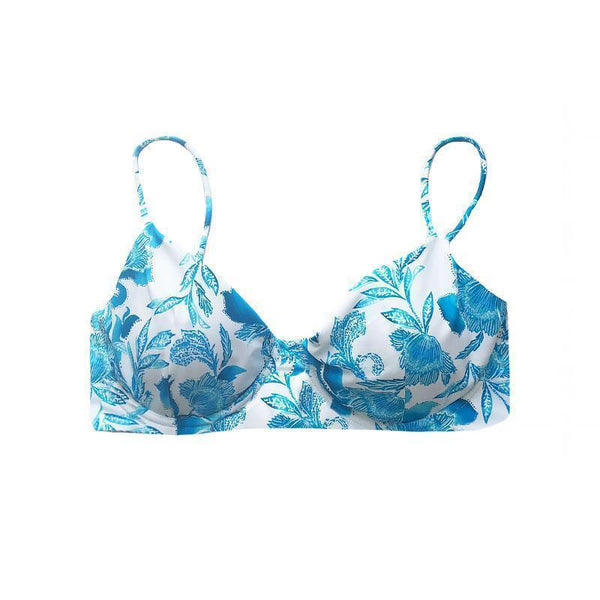 TROPEZ BIKINI TOP IN BLUE BLOOM - PINKCOLADA