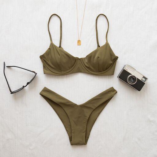 TROPEZ BIKINI TOP IN KHAKI WILLOW - PINKCOLADA