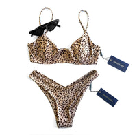 TROPEZ BIKINI TOP IN LEOPARD MOCHA - PINKCOLADA