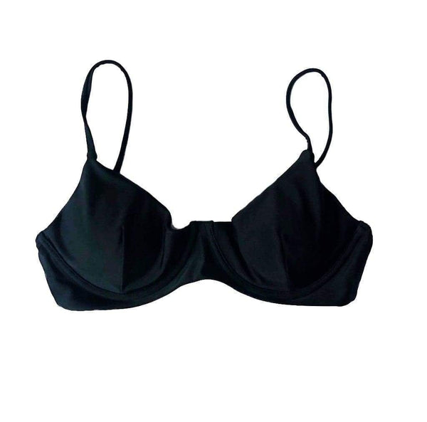 TROPEZ BIKINI TOP IN LIQUORICE BLACK - PINKCOLADA