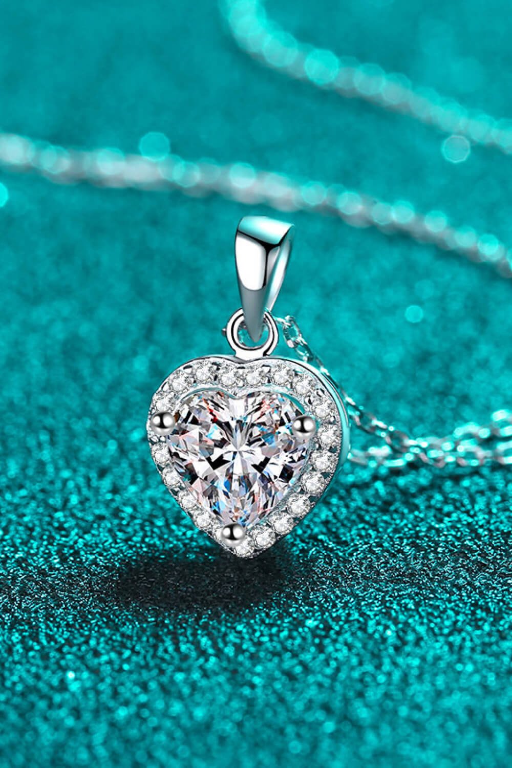 1 Carat Moissanite Heart Pendant Chain Necklace - PINKCOLADA-FINE JEWELRY-100100253378089