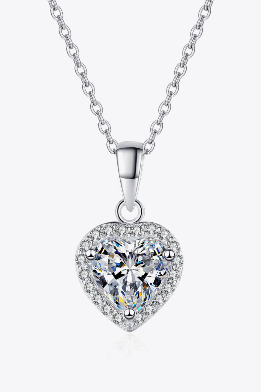 1 Carat Moissanite Heart Pendant Chain Necklace - PINKCOLADA-FINE JEWELRY-100100253378089