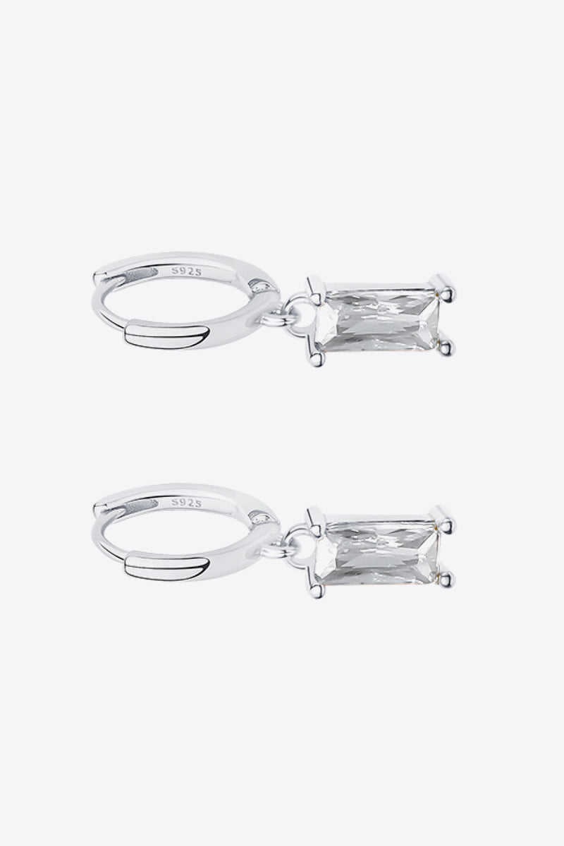 Retro 925 Sterling Silver Cubic Zirconia Drop Earrings