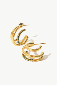 18K Gold Plated Cubic Zirconia Wrap C-Hoop Earrings - PINKCOLADA--100100426274411