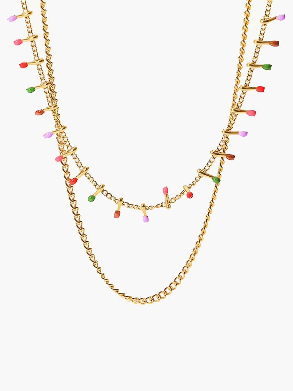 18K Gold-Plated Double-Layered Stainless Steel Necklace - PINKCOLADA--100100594751654