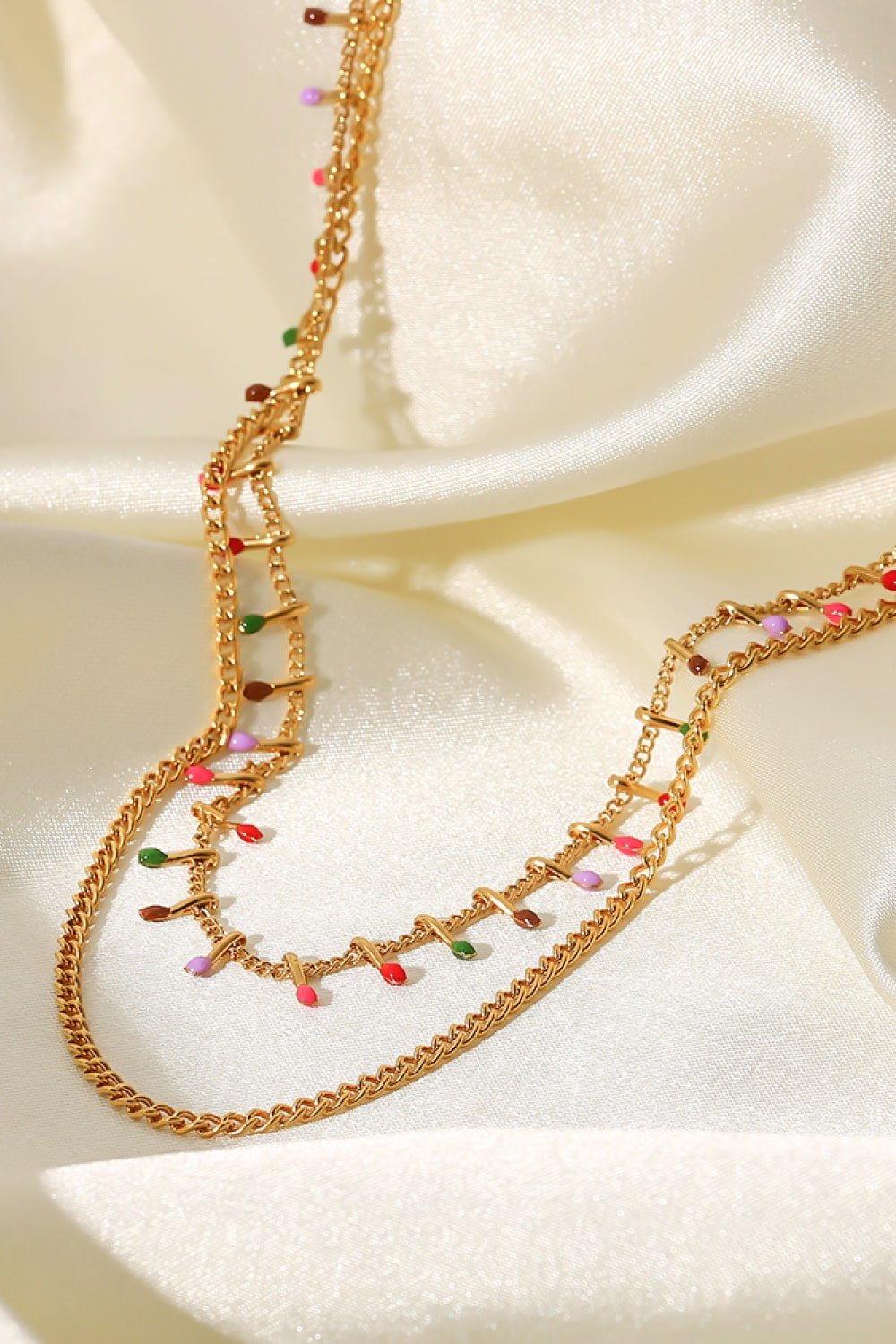 18K Gold-Plated Double-Layered Stainless Steel Necklace - PINKCOLADA--100100594751654
