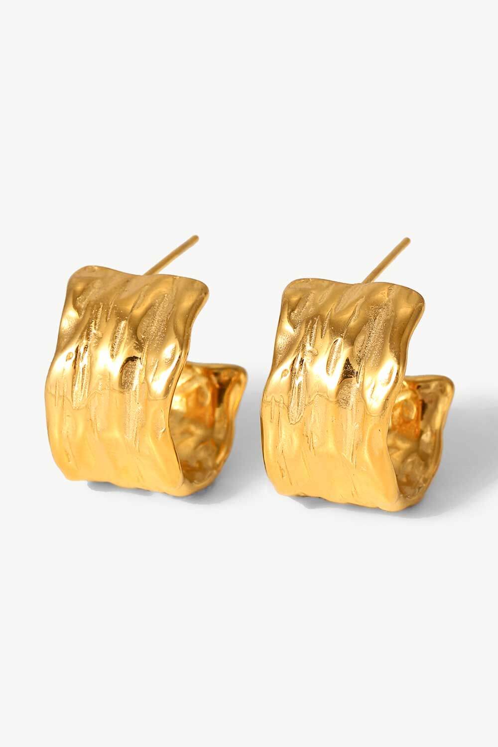 18K Gold-Plated Hammered C-Hoop Earrings - PINKCOLADA--100100468719977