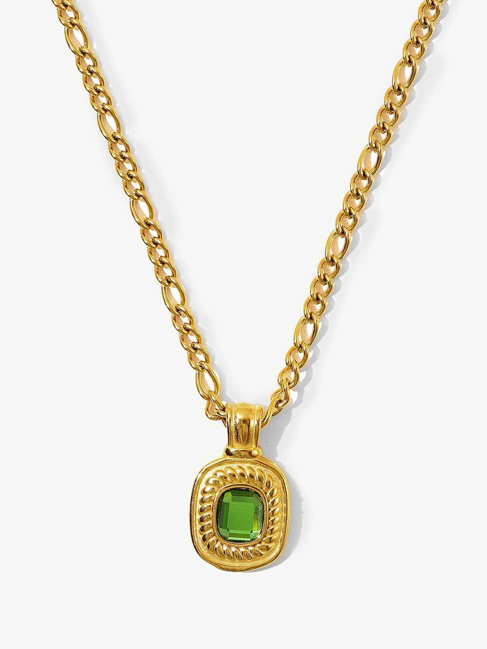 18K Gold Plated Inlaid Rhinestone Pendant Necklace - PINKCOLADA--100100342023846