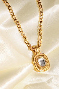 18K Gold Plated Inlaid Rhinestone Pendant Necklace - PINKCOLADA--100100342023846