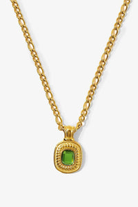18K Gold Plated Inlaid Rhinestone Pendant Necklace - PINKCOLADA--100100342028579
