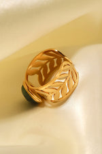 18k Gold Plated Malachite Leaf Ring - PINKCOLADA--100100449570601