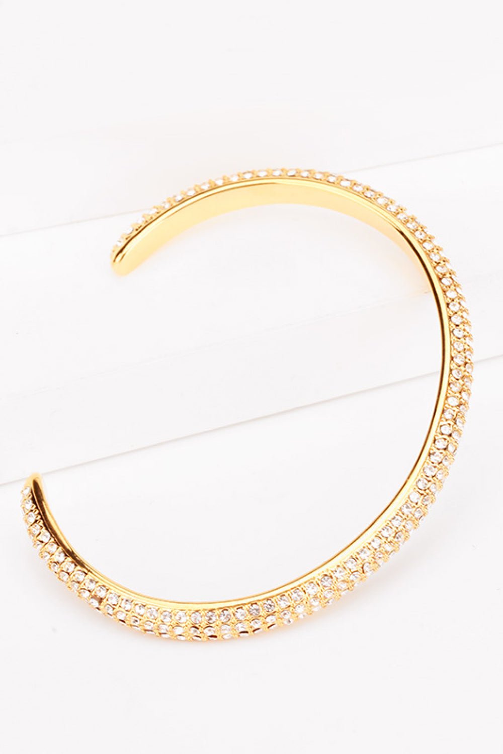 18K Gold-Plated Rhinestone Open Bracelet - PINKCOLADA-Bracelets-100100603659884