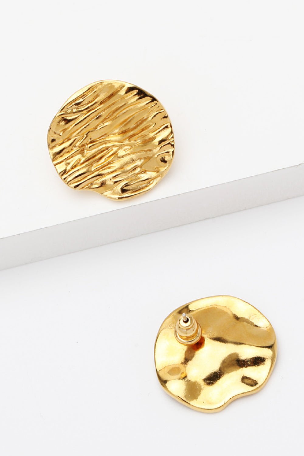 18K Gold-Plated Textured Stud Earrings - PINKCOLADA--100100968141282