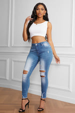Faded Mid High Rise Jeans - PINKCOLADA
