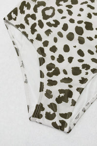 Leopard Print Cutout Lined One-Piece Swimsuit - PINKCOLADA