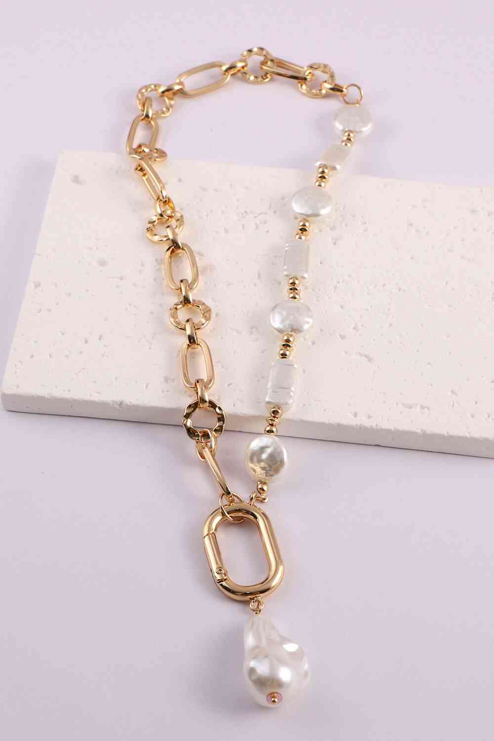 Freshwater Pearl Pendant Chunky Chain Necklace