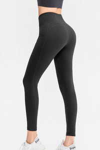 High Waist Ankle-Length Sports Leggings with Pockets - PINKCOLADA