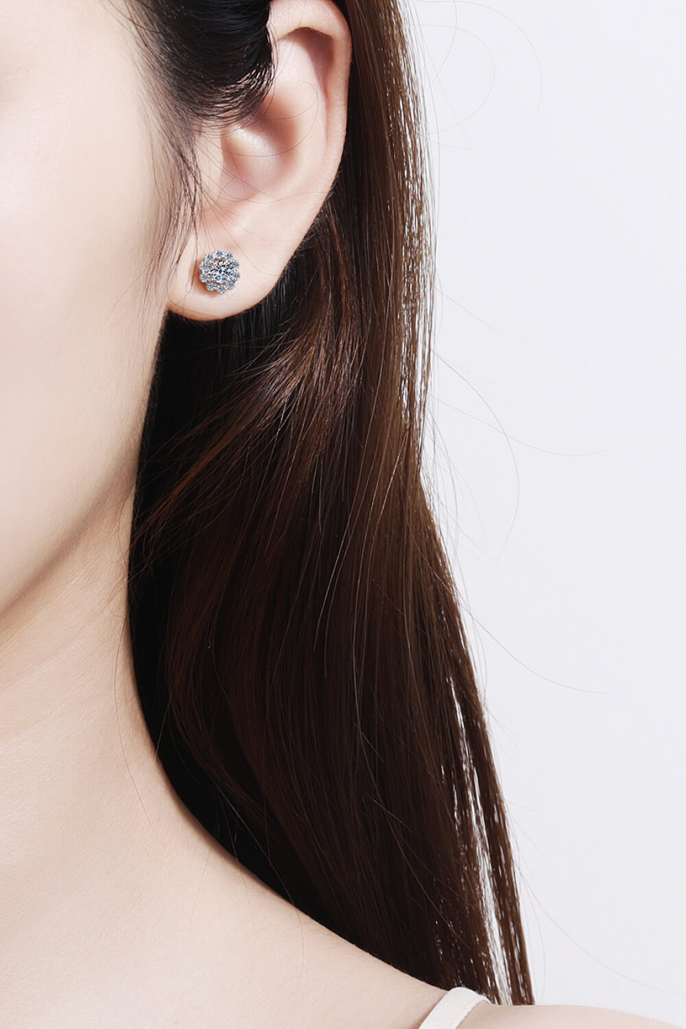 Moissanite Floral-Shaped Stud Earrings