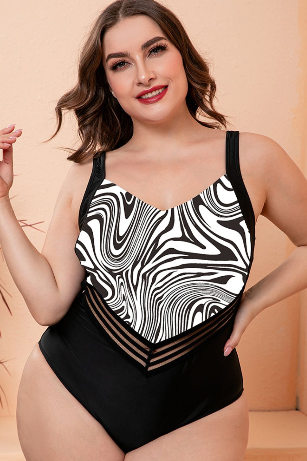 Full Size Two-Tone One-Piece Swimsuit