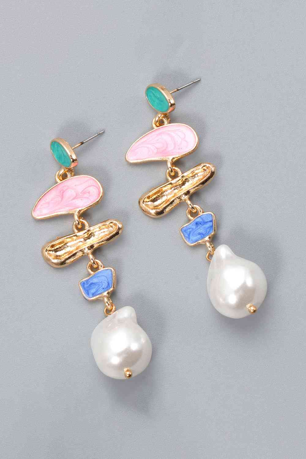 Abnormal Shape Zinc Alloy Synthetic Pearl Dangle Earrings