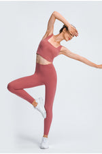 High Rise Ankle-Length Yoga Leggings - PINKCOLADA