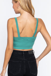 V-neck Sweater Knit Crop Cami Top