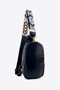 Adjustable Strap PU Leather Sling Bag - PINKCOLADA-Bags-100100060838995