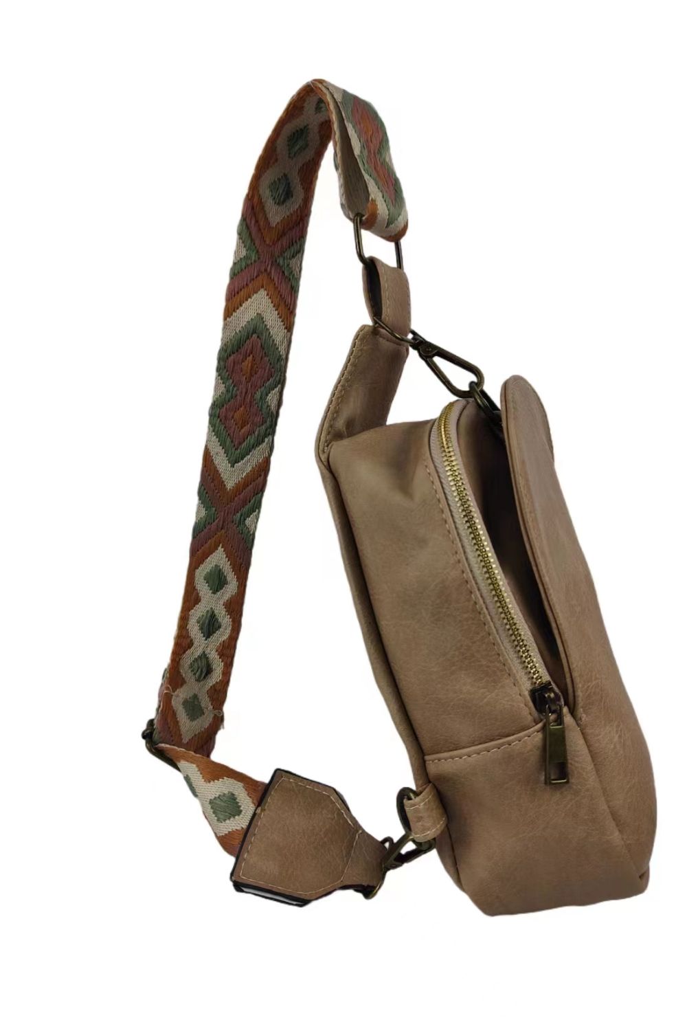 Adjustable Strap PU Leather Sling Bag - PINKCOLADA-Bags-100100060833081